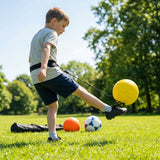 Football kick trainer with adjustable neoprene belt and training ball