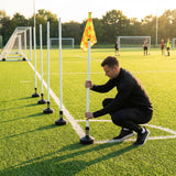 Football corner flag set with PVC poles and rubber bases