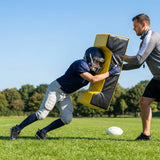 American Football Tackle Shield in blue and black with PVC and foam construction