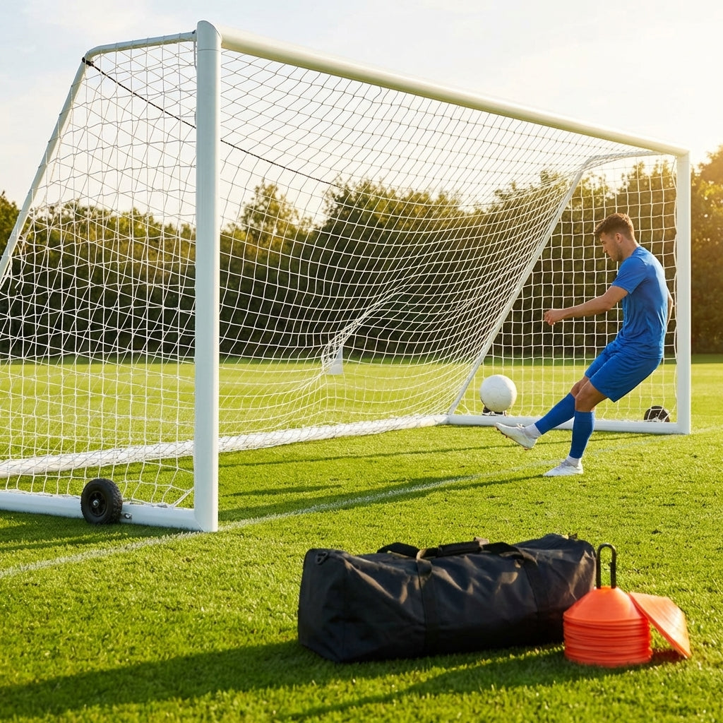Football goal nets 24 x 8 ft, durable HDPE for clubs and schools