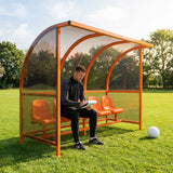 Mobile team shelter with aluminium frame for sports pitches