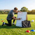 Football coaching whiteboard with aluminium frame and coloured markers