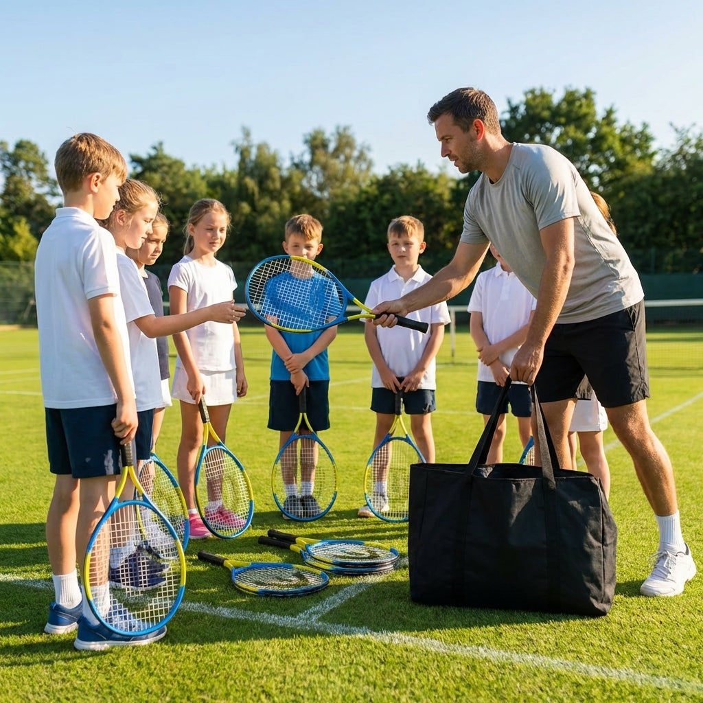 Tennis racket and bag set with aluminium rackets for coaches and players