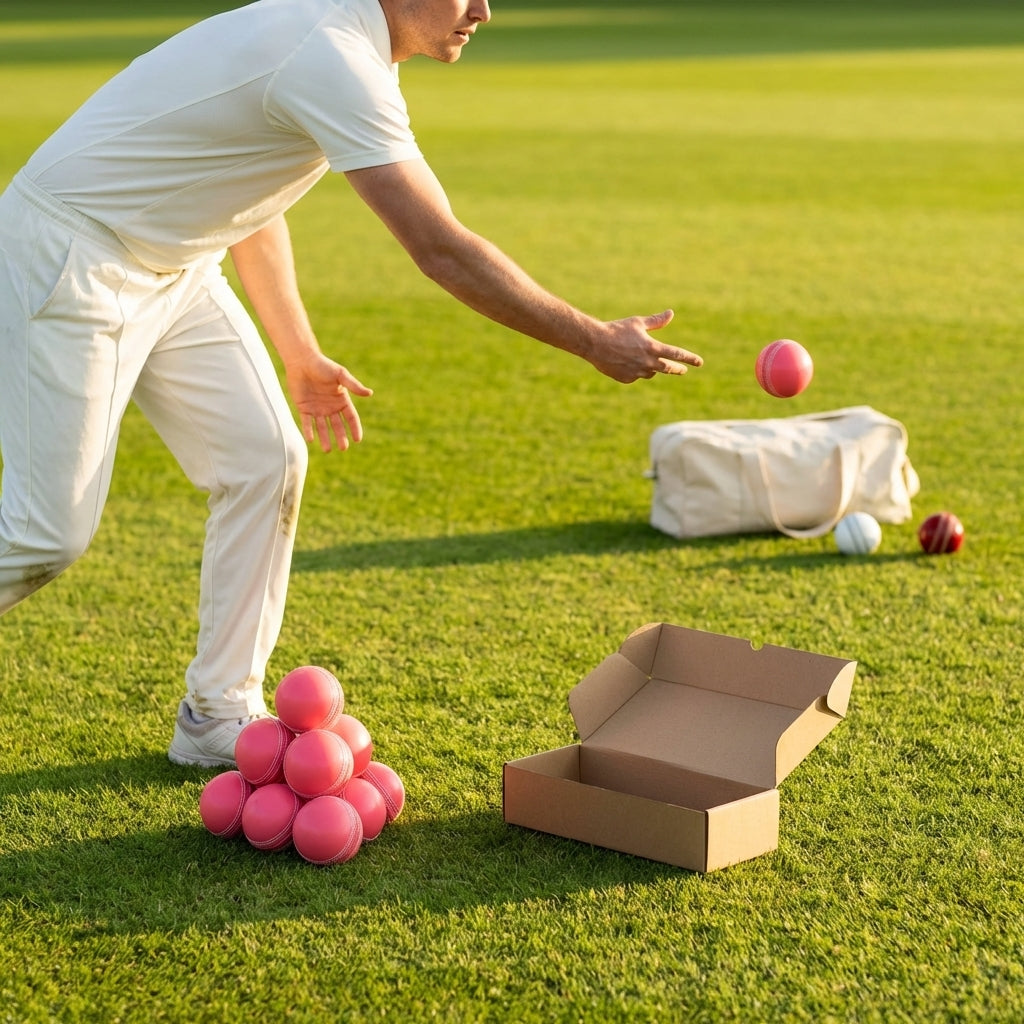 Cricket Balls made from cow-hide leather and Portuguese cork for professional matches