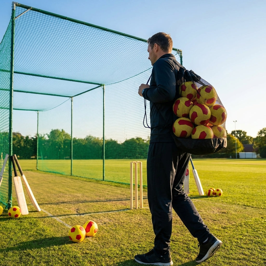 Football carry bag with 12 footballs, durable mesh