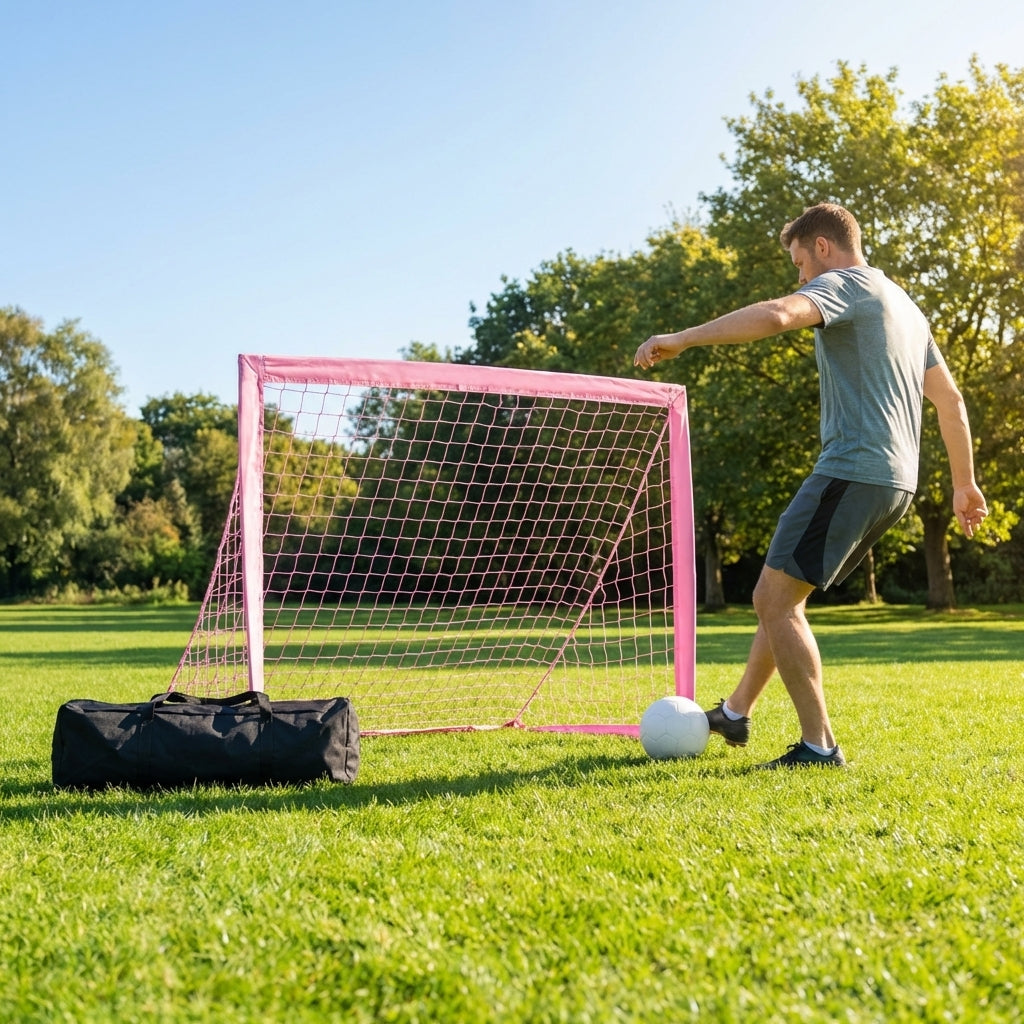 Beach football goal with fluorescent net and aluminium frame
