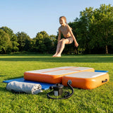 Inflatable gymnastics mat available in various sizes, made from durable PVC