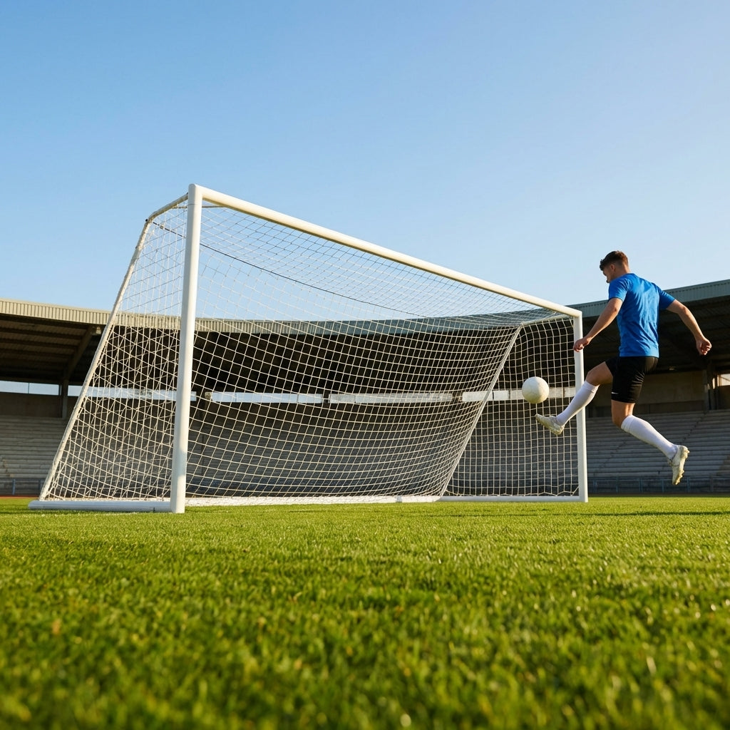 Stadium football goal with aluminium frame and durable netting