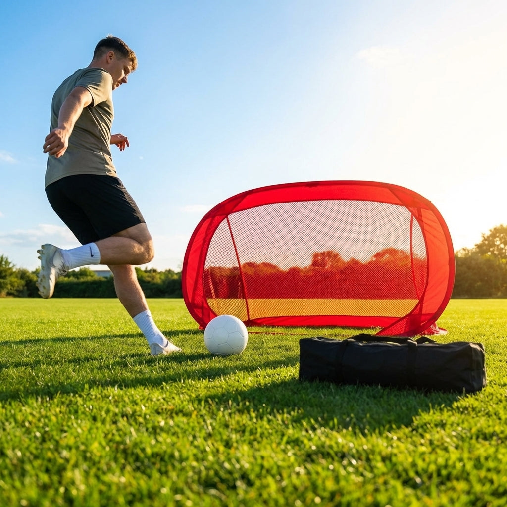 Beach football goal with fluorescent net and aluminium frame