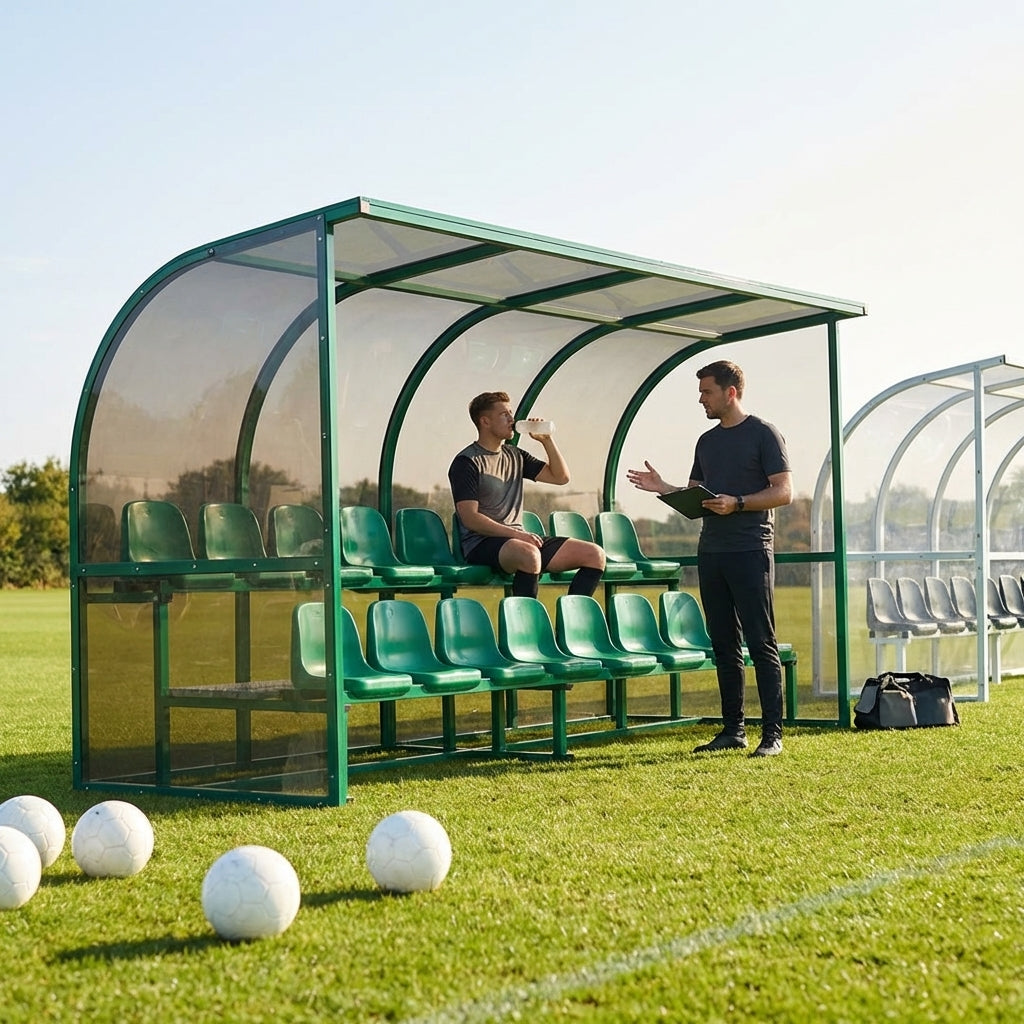 Aluminium team shelter with 16/22 seats for sports venues