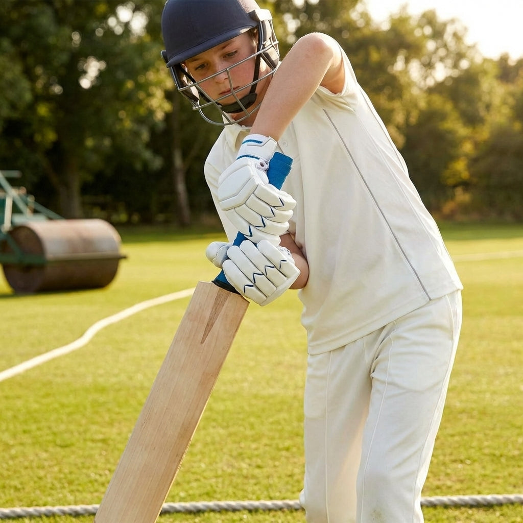 Cricket batting gloves made from premium PU leather for county-level use