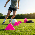 Training marker cones in vibrant Fluro colours for sports drills