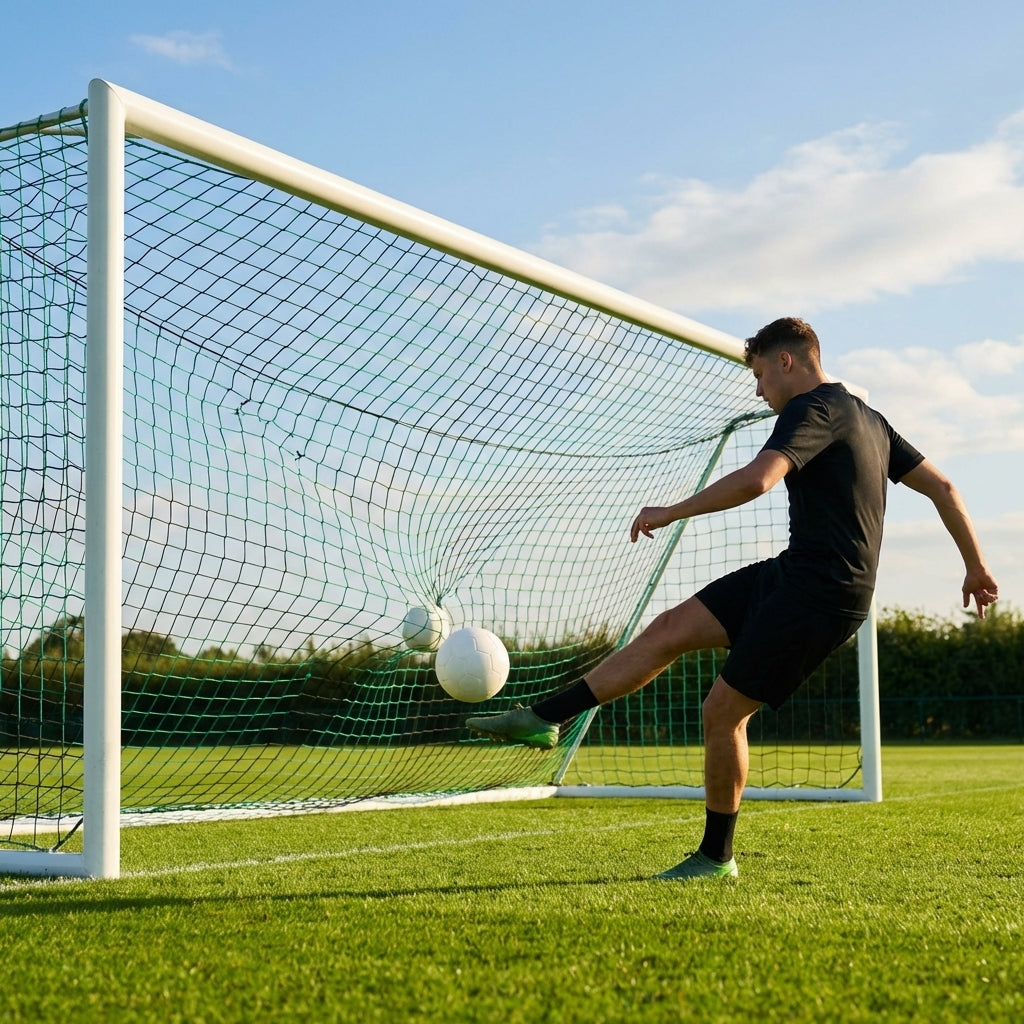 Multi-colour football goal nets for full-size goals