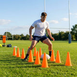Rugby training marker cones in vibrant colours