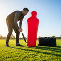 Inflatable football mannequins available in multiple sizes for training use