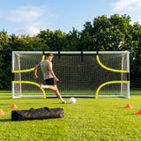 Football goal target sheet with bright yellow banding for training