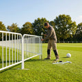 Football pitch barrier made of galvanised steel for club grounds