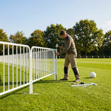 Football pitch barrier made of galvanised steel for club grounds