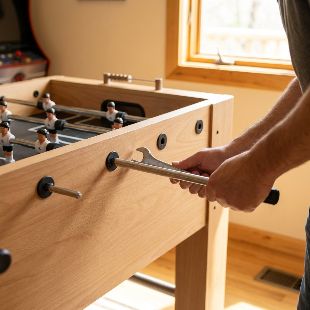 Table football spare parts, including legs and rods