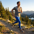 Men's compression base layer leggings in black, royal blue, and navy blue