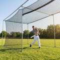 Black baseball batting cage nets made from HDPP twine for indoor and outdoor use