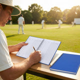 Cricket scorebook with soft cover and ring-bound design