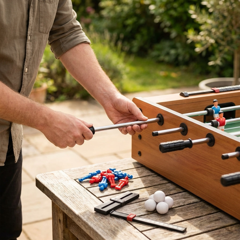 Table football spare parts, including legs and rods