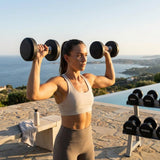 Urethane dumbbells with steel core, ideal for gyms