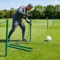 Football crowd control barrier with PVC poles for outdoor use