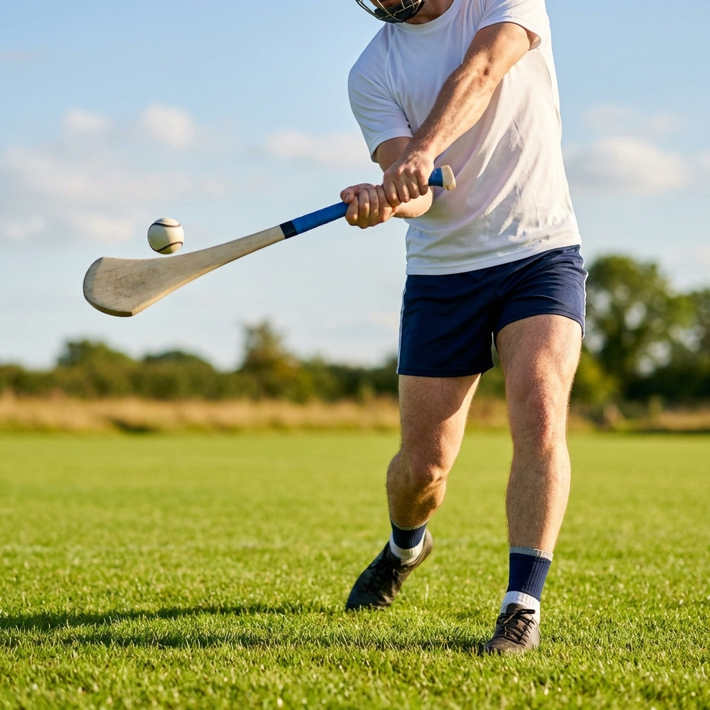 Ash Hurling Stick with custom grip colours, ideal for indoor and outdoor sports