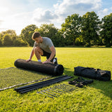 Removable anti-litter net system with steel posts