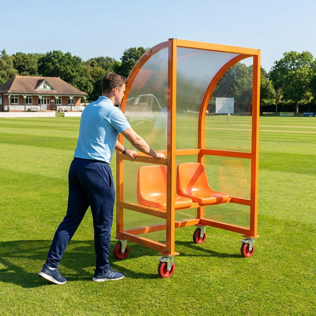 Sports team shelter with aluminium frame and multiple colour options
