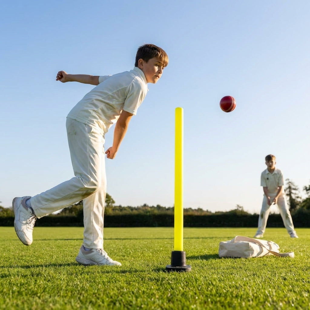 Cricket Target Stump in Fluro Yellow with Rubber Base for Indoor and Outdoor Use