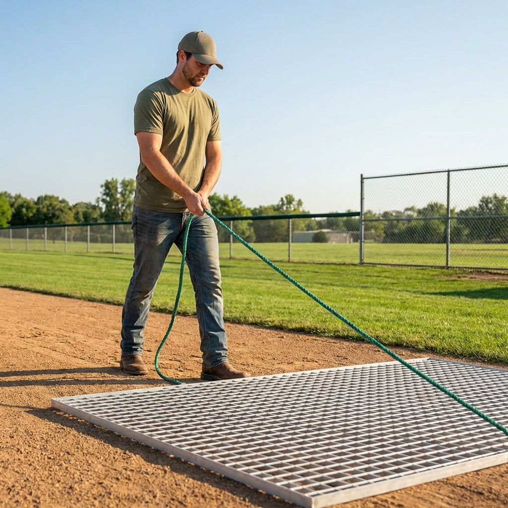 Aluminium Baseball Field Drag Mat, available in Standard and Heavy Duty styles
