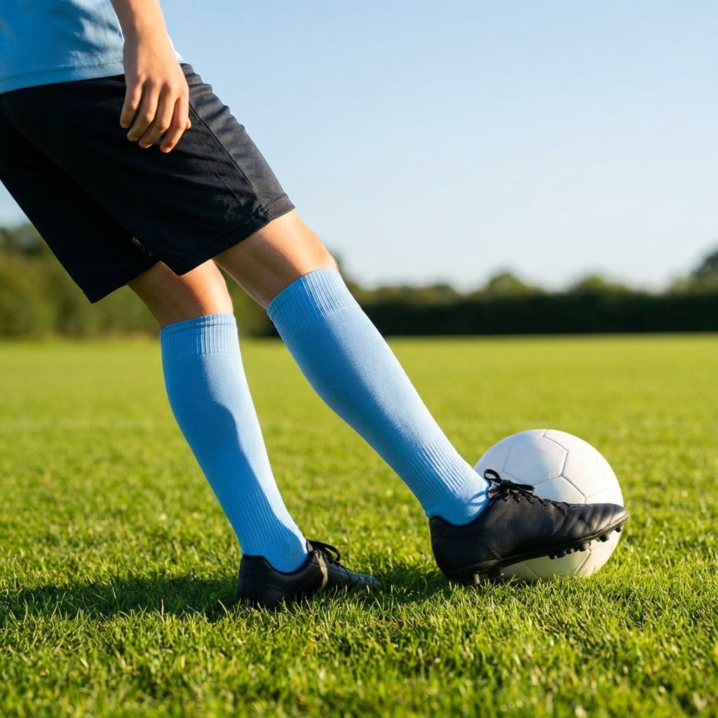 Football socks in various sizes and colours for players