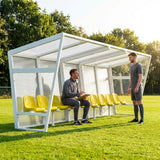 Heavy duty aluminium team shelter with moulded seats