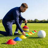 Colourful training marker cones for sports fields