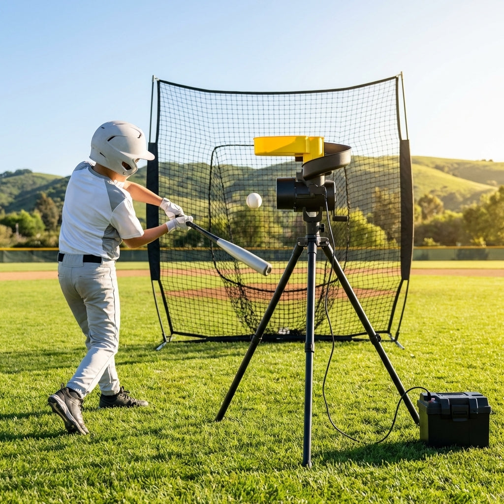 Baseball pitching machine with adjustable speed and TPE wheel