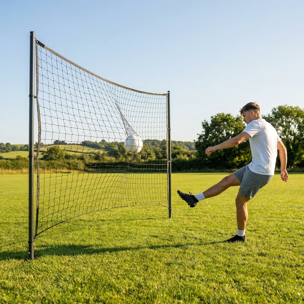 Ball stop netting system with steel poles for sports clubs and gardens