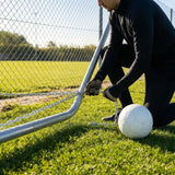 Galvanised steel goal anchor chains securing sports goals
