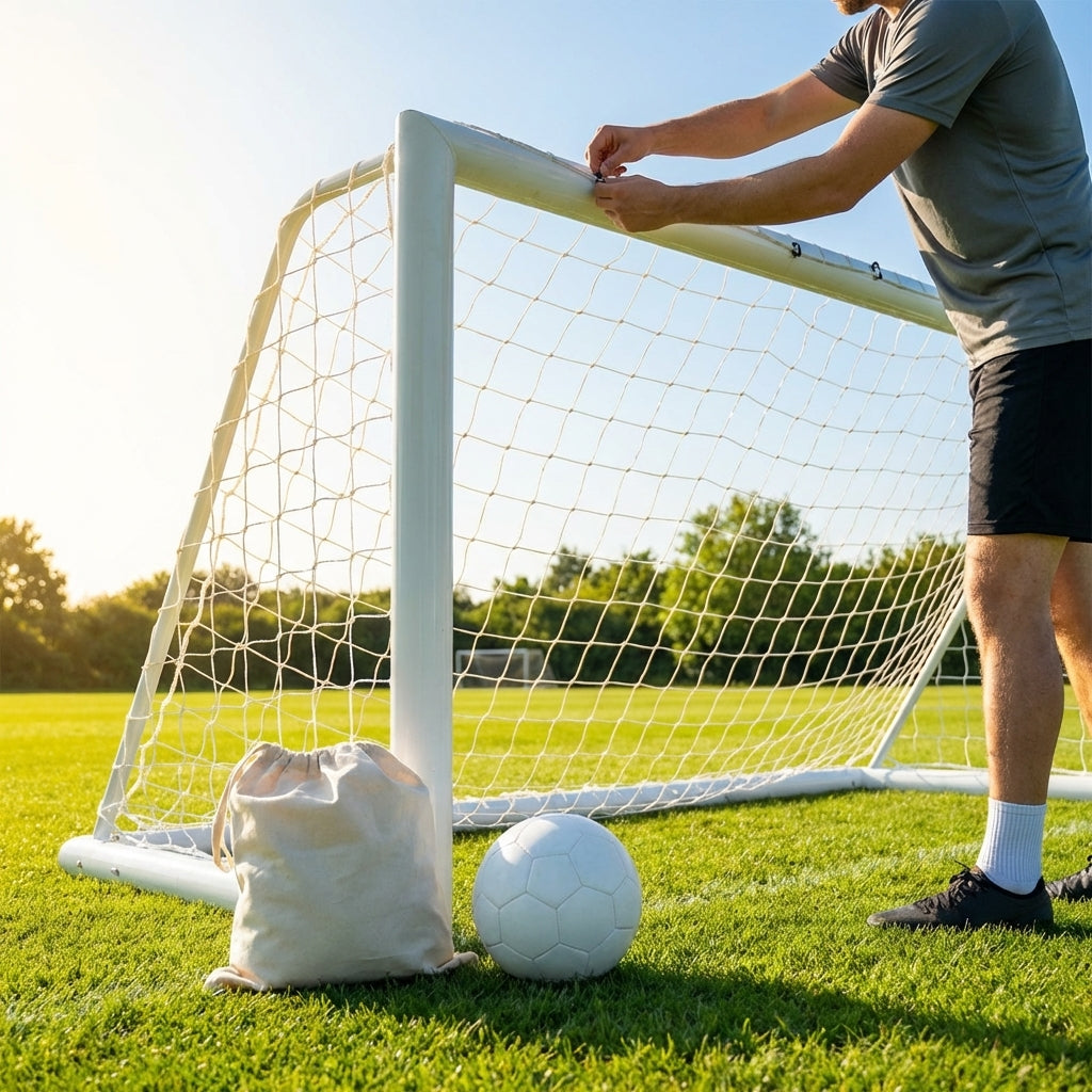 8 x 4 Football Goal Nets in White HDPE for Clubs and Schools