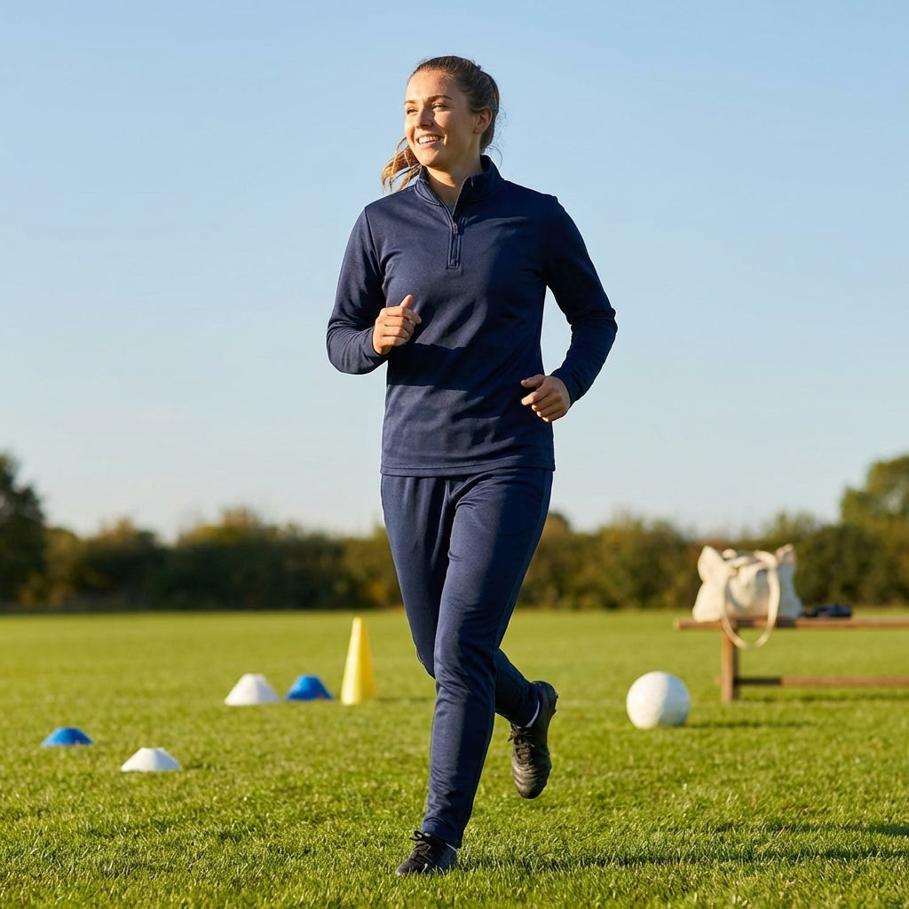 Women's quarter zip tracksuit in lightweight polyester, available in 5 sizes