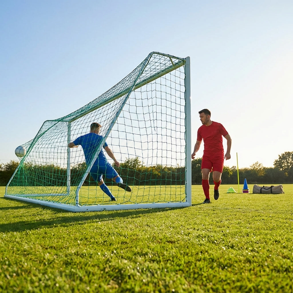 Football goal nets 24 x 8 ft, durable HDPE for clubs and schools