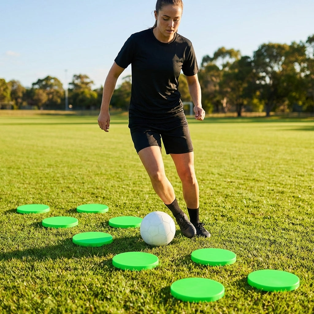 Vibrant flat disc markers for sports training
