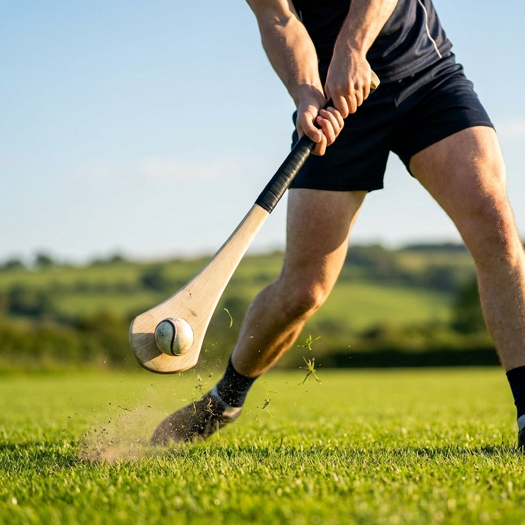 Ash Hurling Stick with custom grip colours, ideal for indoor and outdoor sports