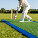 Cricket matting with blue surround and integrated stump lines