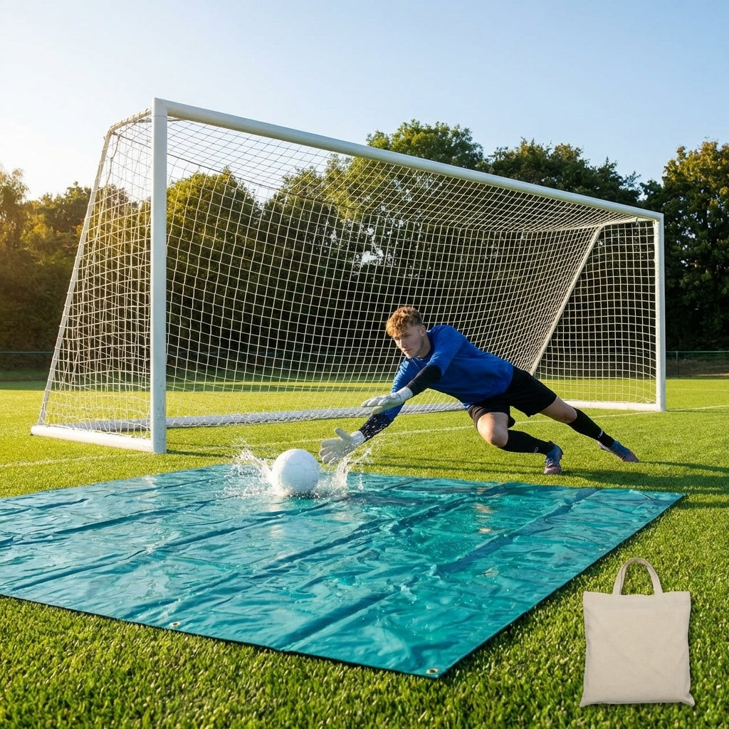 Goalkeeper training tarpaulin made of weatherproof PVC