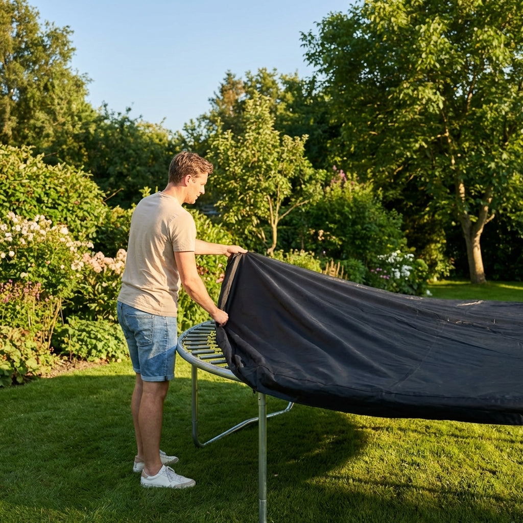 Black durable PE trampoline cover for garden protection