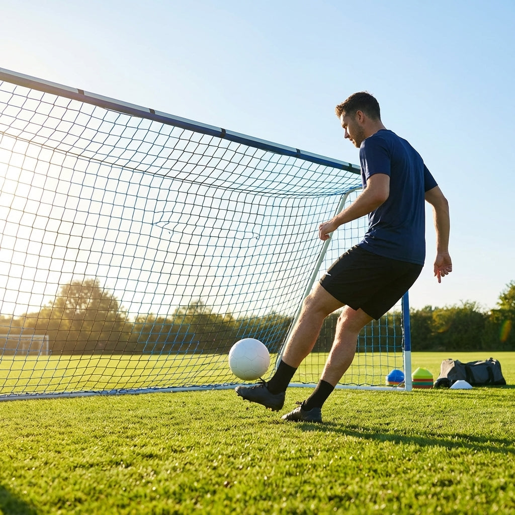 Football goal nets 24 x 8 ft, durable HDPE for clubs and schools