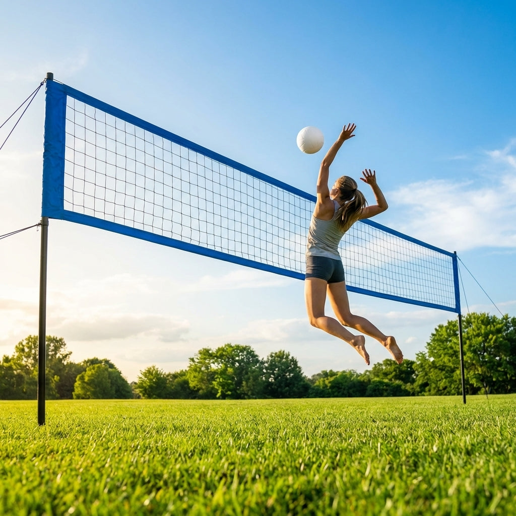 Replacement volleyball net with twisted PE and PVC banding